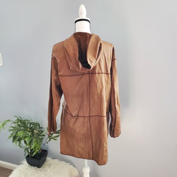 Vintage Vera Pelle Sasha Reversible Lightweight Soft Leather Hooded Jacket S - Picture 2 of 14